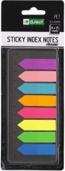 D. RECT Index autoadeziv plastic tip sageata 45x12 mm, 8 culori neon+rigla, D. RECT