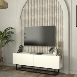 [en. casa] Comoda TV Nolven alba cu 2 usi, cadru metalic, 135 x 32 x 47 cm (90433289)