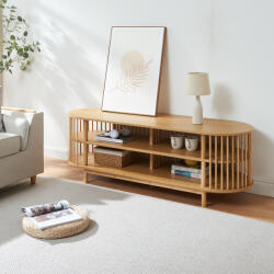 [en. casa] Comoda TV Jarvenpaa din bambus, natur, 150x48x50 cm, 4 rafturi (88316141)