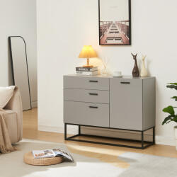 [en. casa] Comoda sideboard Lavangen 100x75x35 cm, gri deschis, 3 sertare (88621989) Comoda