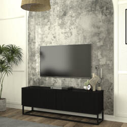 [en. casa] Comoda TV neagra 135 cm cu front 3D si 2 usi rabatabile (90433292)