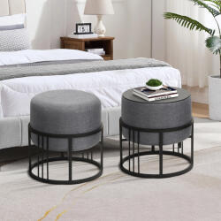 [en. casa] Set 2 taburete rotunde cu functie de masa, stivuibile, gri închis (88506727)