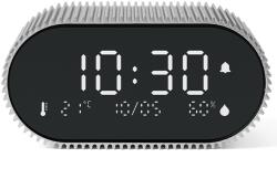 Lexon Ceas cu alarma Lexon Ray, Senzor Temperatura / Umiditate, Night Mode, Display Digital, USB-C, Silver (3660491209176)