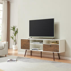 [en. casa] Comoda TV Vare 165x40x66 cm alb cu aspect nuc, [en. casa] (88640833)