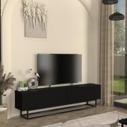 [en. casa] Comoda TV neagra Verpsboga 180 cm cu front 3D si 2 usi (90433280)