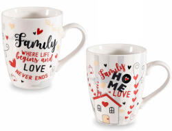 Decorer Set 2 cani portelan in cutie cadou Family Home 8.5x10.5 cm, 350 ml (A72.12.55A)