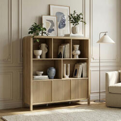 [en. casa] Comoda living Lukkodso 98x102x30 cm, stejar deschis, cu usi push-to-open (90155283) Comoda