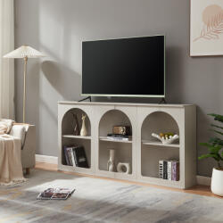 [en. casa] Comoda TV gri Trorhun 160x30x80 cm cu 6 rafturi deschise (89302870) Comoda
