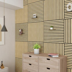 Neu. Holz Set 16 panouri acustice decorative 60x60 cm, stejar deschis (89536572)