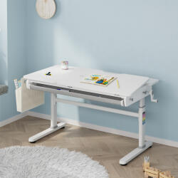 [en. casa] Birou reglabil pe inaltime pentru copii Kuosa 120x60 cm, gri/alb (88919087)