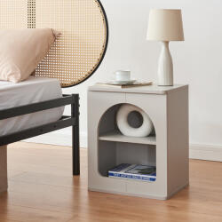 [en. casa] Noptiera gri Trorhun cu 2 rafturi deschise, 48x40x30 cm (89302864)