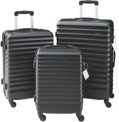 [pro. tec] Set 3 trolere de calatorie Pona ABS negre cu lacat TSA si roti 360° (88522875)