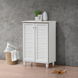 PAKOWORLD Dulap pantofi pentru 10 perechi, model Santo, Lemn, Alb, 60x34x91 cm (123-000255) Pantofar