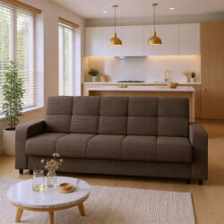 Adana Canapea extensibila 3 locuri Thassos cu lada de depozitare, Bej - Maro, 220x70x90 cm (3SBC/xx-YU047) Canapea