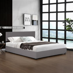 Corium Pat tapitat Juva 160x200 cm cu somiera rabatabila si lada, gri (87149764)