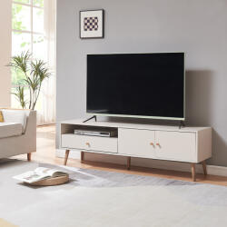 [en. casa] Comoda TV Hallevil 150x39x45 cm alba, cu sertar si 2 usi (89540131)