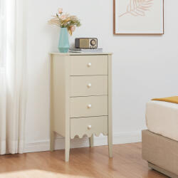 [en. casa] Comoda Luspoo cu 4 sertare, crem alb, 82x40x40 cm, [en. casa] (88857396)