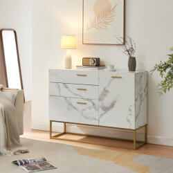 [en. casa] Comoda sideboard Lavangen 100x75x35 cm, alb cu efect marmura (88621988) Comoda