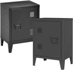 [en. casa] Set 2 noptiere metalice negre Inari cu raft interior, stanga-dreapta (87418786)