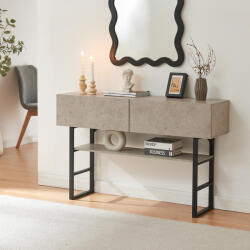[en. casa] Consola pentru hol Varberg 120 cm cu 2 sertare, beton deschis (88621996)