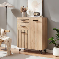 [en. casa] Comoda living Noppen cu 2 usi si 2 sertare, stejar, 100x80x38 cm (89361662) Comoda