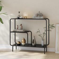 [en. casa] Consola hol din metal negru mat cu rafturi, 92x33x82 cm, Færder (90433276)