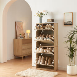 [en. casa] Pantofar Lund cu 4 clapete oglinda, finisaj stejar Sonoma (88503919) Pantofar