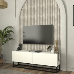[en. casa] Comoda TV Nolven 135 cm alba, cu 2 usi si cadru metalic (90433293)