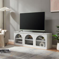 [en. casa] Comoda TV alba Trorhun 140x38x48 cm cu 6 compartimente, [en. casa] (89302871)