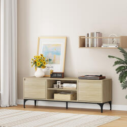 [en. casa] Comoda TV Kistiandi 140x40x50 cm, stejar deschis, cu 2 usi (88919095)