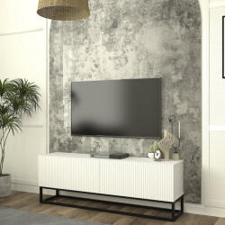 [en. casa] Comoda TV alba 135 cm cu front 3D si cadru metalic Verpsboga (90433294)