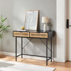 [en. casa] Consola hol Luniehti cu 2 sertare, 100x40x75 cm, negru/natur (88316135)