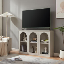 [en. casa] Comoda TV Trorhun gri 120x30x80 cm cu 6 compartimente deschise (89302868) Comoda