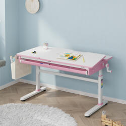 [en. casa] Birou reglabil pe inaltime pentru copii Kuosa 120x60 cm roz/alb (88919088)