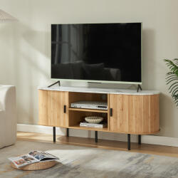 [en. casa] Comoda TV Tvedestrand 140x40x55 cm, bambus si alb marmura (90474063)
