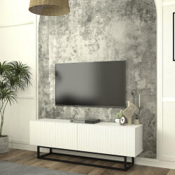 [en. casa] Comoda TV alba Verpsboga 135 cm cu front 3D si 2 usi rabatabile (90433290)