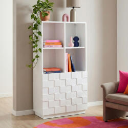 [en. casa] Comoda highboard Bopibobro alba cu 2 usi si rafturi, 118x64x30 cm (90354374) Comoda