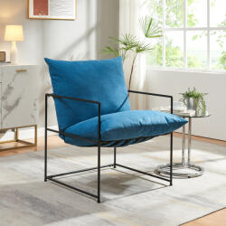 [en. casa] Fotoliu lounge Utsjoki cu perna confortabila, albastru/negru, 90x61x70 cm (89302824)