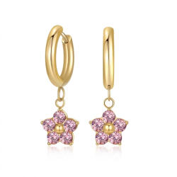 KÁRPÁTHY ékszer Sparkling Bloom aranyozott fülbevaló, pink