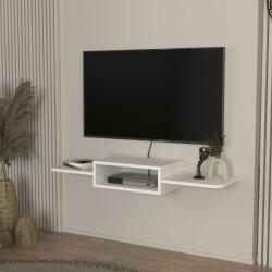 [en. casa] Comoda TV suspendata Tar, alba, 115x30x16 cm, cu rafturi [en. casa] (88933686)