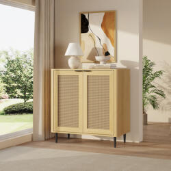 [en. casa] Bufet living Lukhomso 83x80x40 cm, aspect stejar si ratan (90155288) Comoda