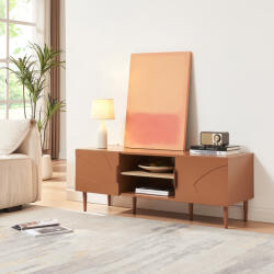 [en. casa] Comoda TV Starvili cu 2 usi, 120x40x45 cm, maro ruginiu, [en. casa] (89057947)
