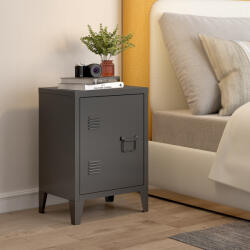 [en. casa] Noptiera metalica Inari neagra cu usa si raft interior, 57x40x30 cm (86194199)