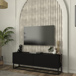 [en. casa] Comoda TV Nolven 135 cm cu 2 usi fara manere, negru (90433291)