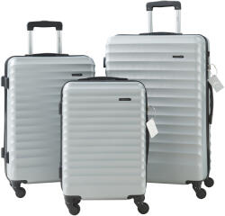 [pro. tec] Set 3 trolere de calatorie ABS gri deschis cu TSA si roti 360° (88522876)