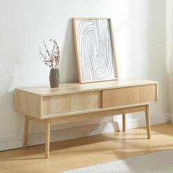 [en. casa] Comoda TV Landskrona 115x40x48 cm cu 2 usi glisante, aspect stejar (86960719)