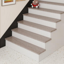 Neu. Holz Set 4 trepte PVC pentru scari Ash Grey cu protectie laterala (90839731) Covor