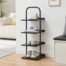 [en. casa] Pantofar metalic Poytya cu 4 polite, 96x34x32 cm, negru (88643874) Pantofar