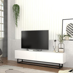 [en. casa] Comoda TV Nolven alba cu 2 usi si cadru metalic, 180x32x47 cm (90433281)