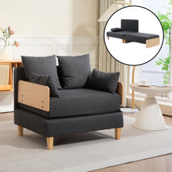 [en. casa] Fotoliu extensibil 1 loc Seinlus, gri inchis, cu perne, 88x68 cm (88640799) Canapea